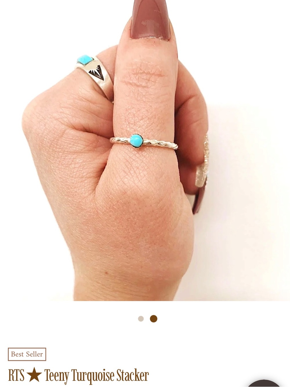 Dainty Turquoise Sterling Stacker Ring